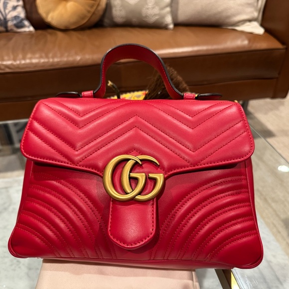 Gucci GG Marmont Small Leaather Top Handle Satchel - Picture 4 of 13